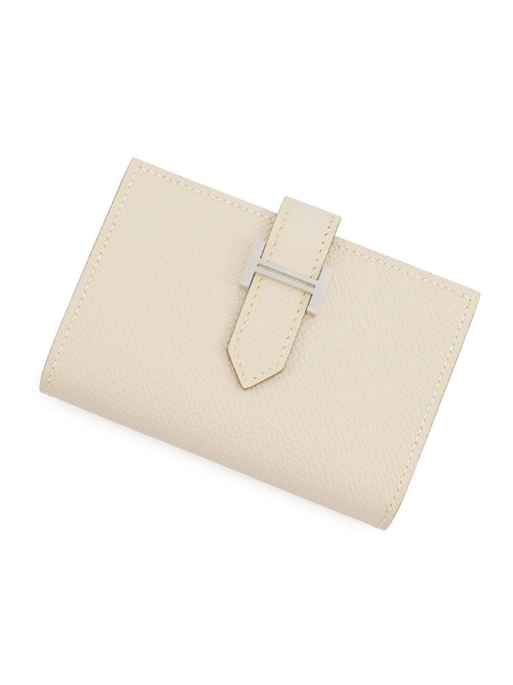 Hermes Card Case Bearn Mini with Coin Purse Craie Silver Epsom Business